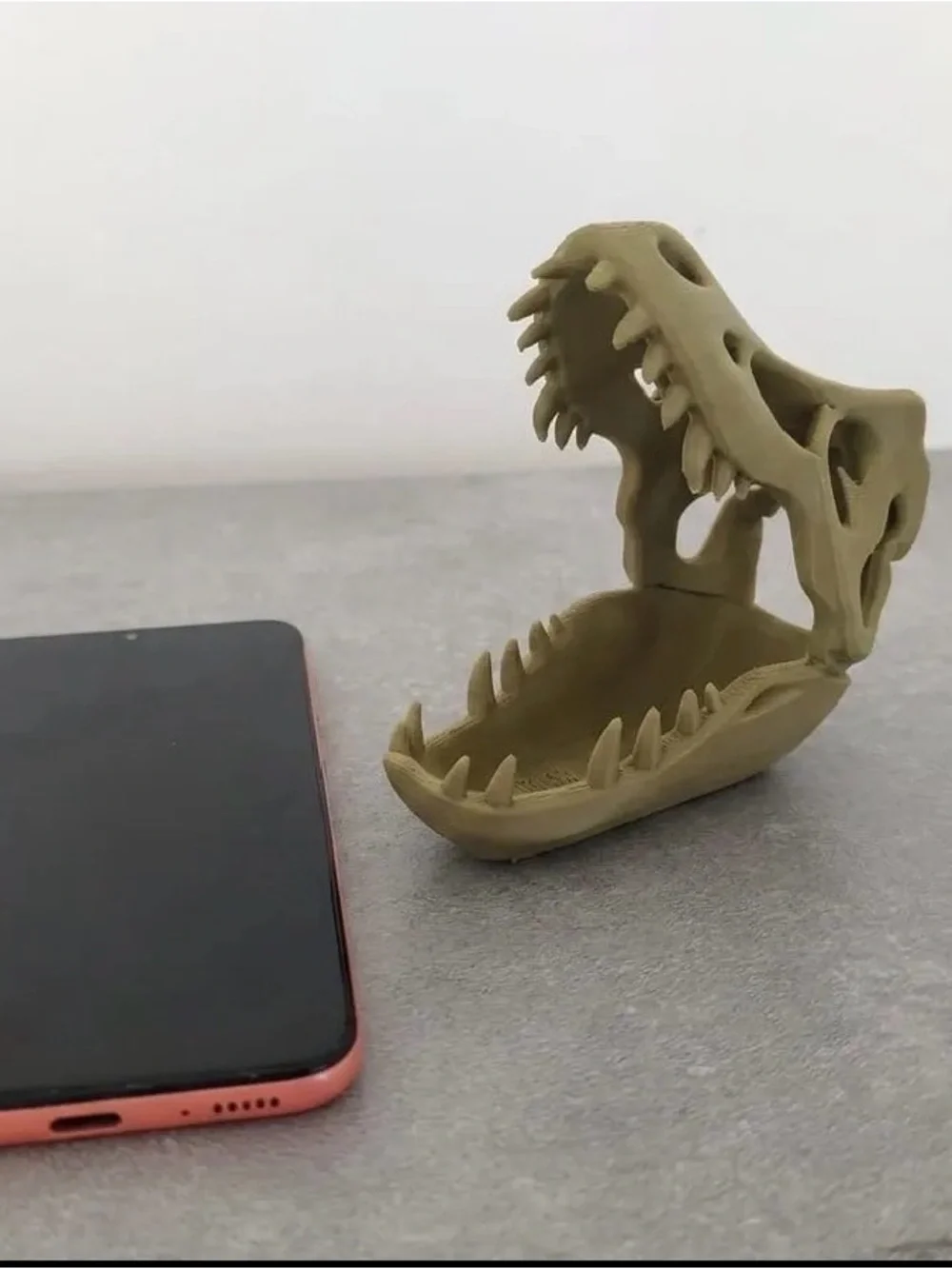 3D Printed T-Rex Skull Phone Stand Desk Holder